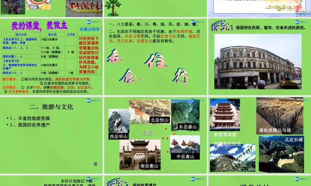 八年级地理上册 4(中国的经济和文化)民俗与旅游课件 粤教版 课件