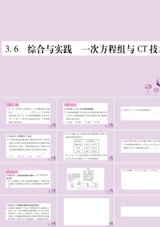 七年级数学上册 第3章 一次方程与方程组 3.6 综合与实践 一次方程组与CT技术课件 (新版)沪科版 课件