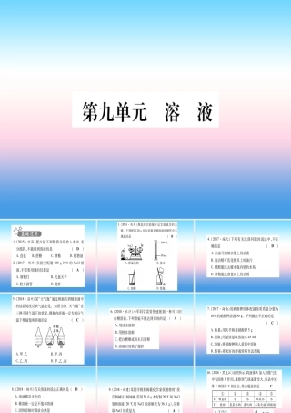 (湖北专版)中考化学总复习 第1部分 教材系统复习 九下 第9单元 溶液习题课件1 课件