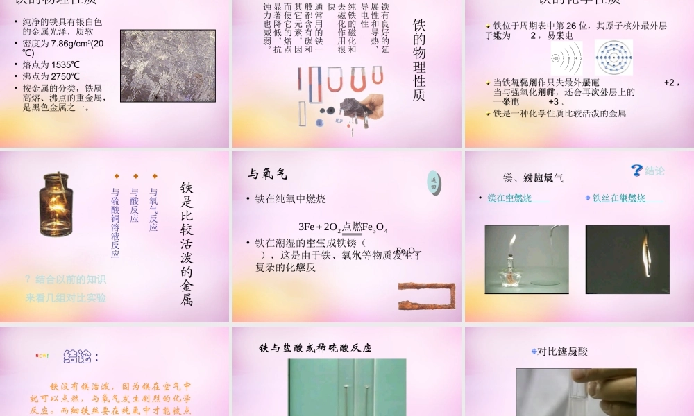 九年级化学下册 第八单元 课题2(金属的化学性质)铁的化学性质课件 新人教版 课件