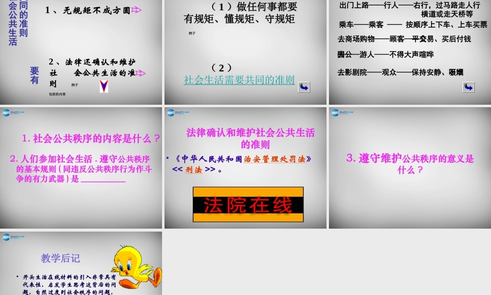 七年级政治下册 第23课 不以规矩 难成方圆课件 苏教版 课件