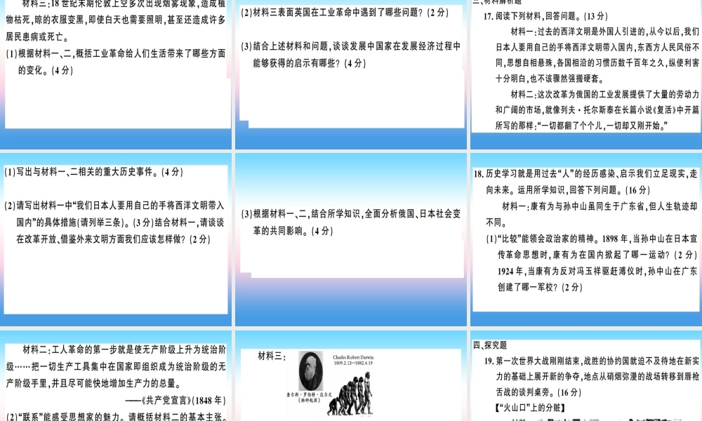 九年级历史下册 期中检测卷习题课件 新人教版 课件
