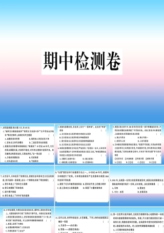 九年级历史下册 期中检测卷习题课件 新人教版 课件