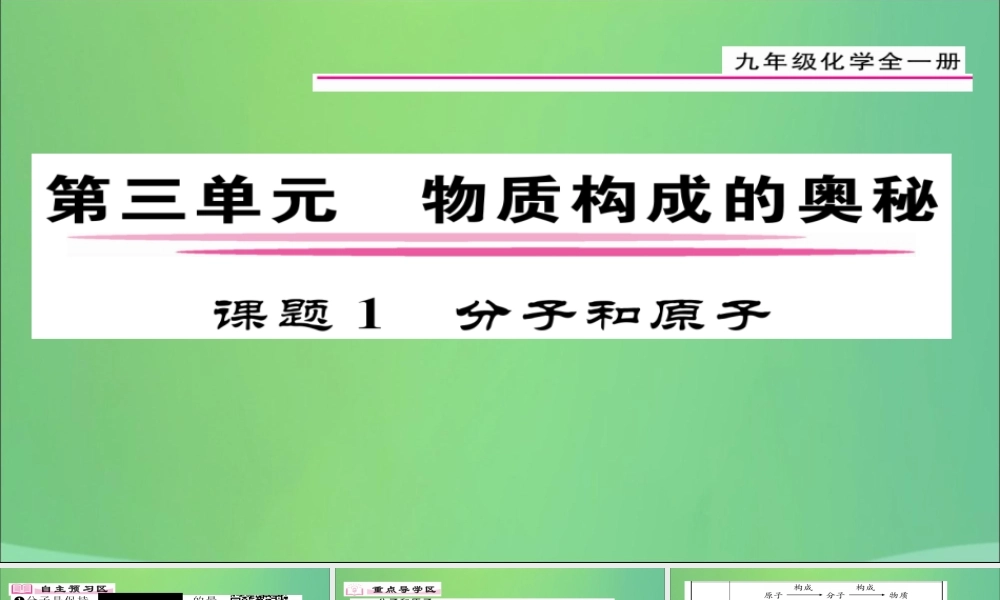 九年级化学上册 第3单元 课题1 分子和原子课件 (新版)新人教版 课件