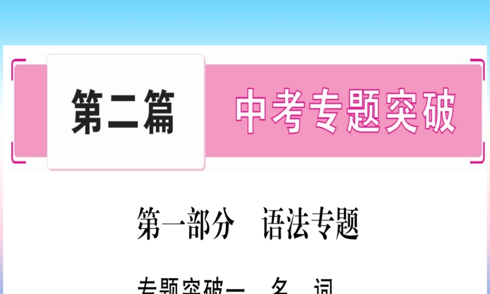 (湖北专用版)版中考英语复习 第二篇 中考专题突破 第一部分 语法专题 专题突破1 名词课件