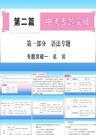 (湖北专用版)版中考英语复习 第二篇 中考专题突破 第一部分 语法专题 专题突破1 名词课件