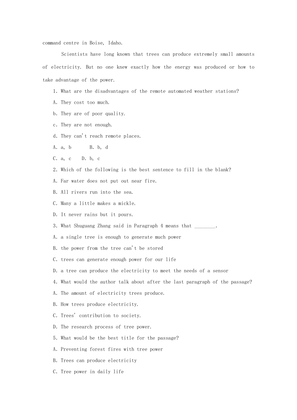 安徽省高考英语二轮小专题复习 落实应用之时闻型阅读理解试卷_第2页