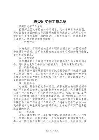 班委团支书工作总结 