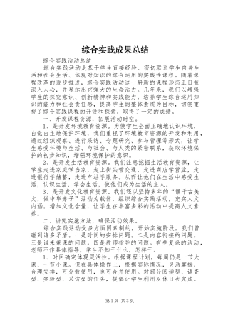 综合实践成果总结 