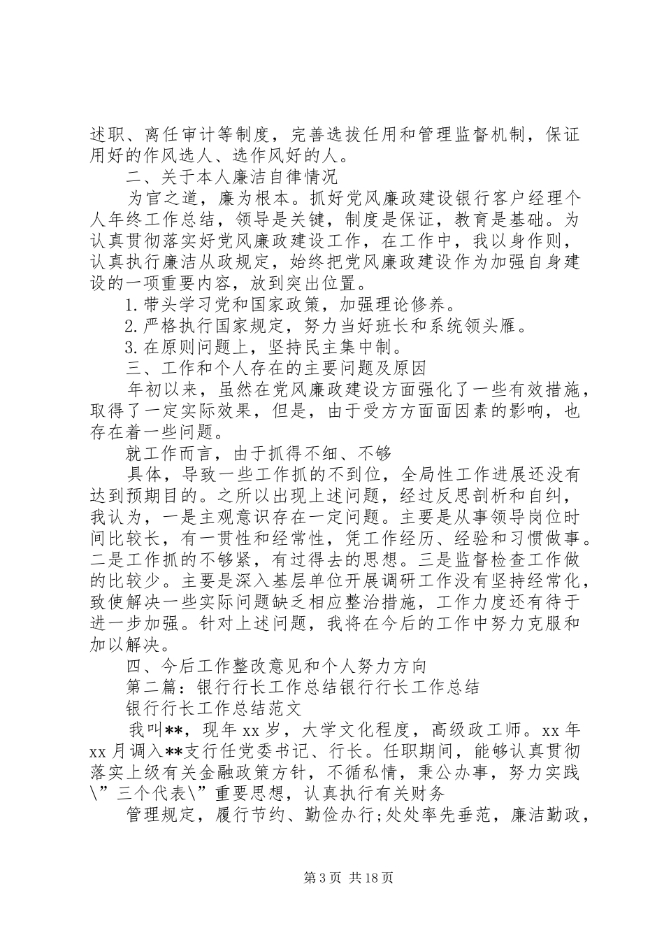 银行行长工作总结 _第3页