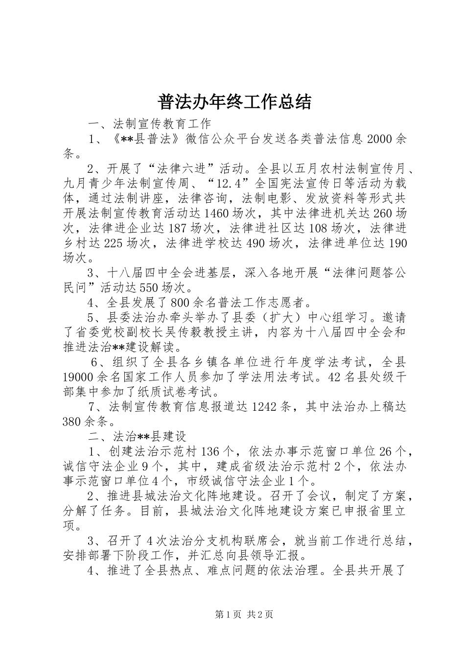 普法办年终工作总结 _第1页