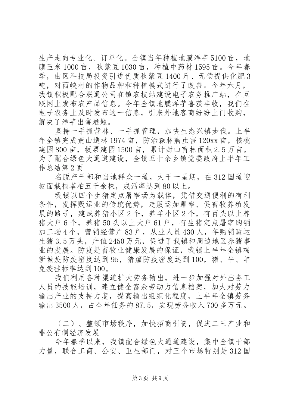 乡镇党委政府上半年工作总结 _第3页