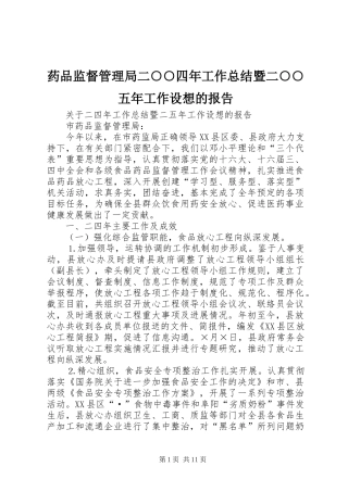 药品监督管理局二○○四年工作总结暨二○○五年工作设想的报告 