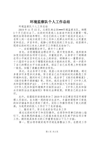 环境监察队个人工作总结 