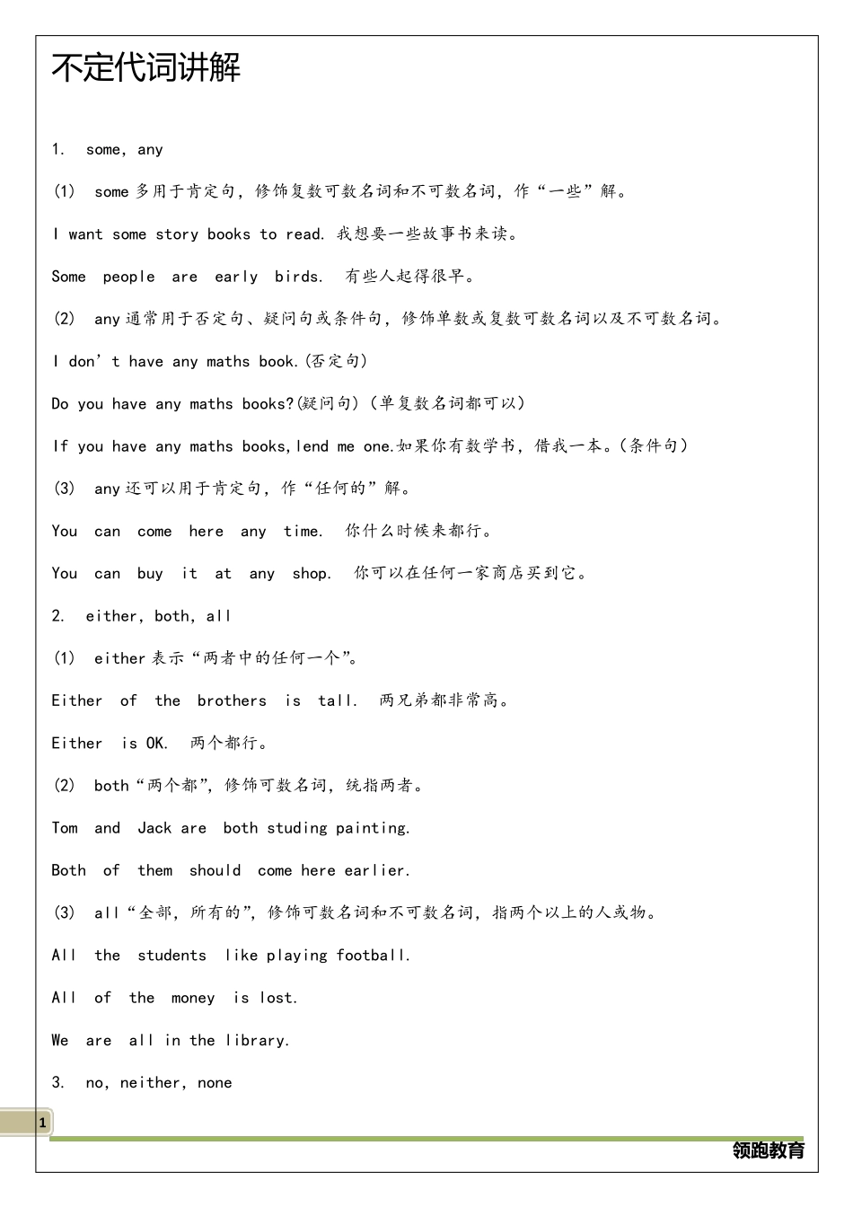 初中不定代词讲解_第1页