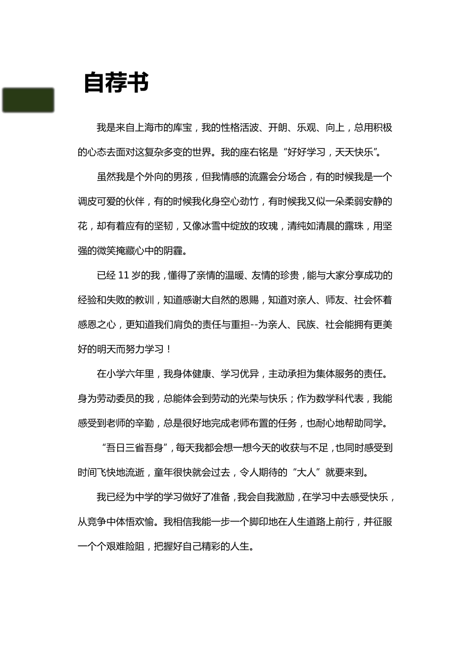 初中入学简历_第3页