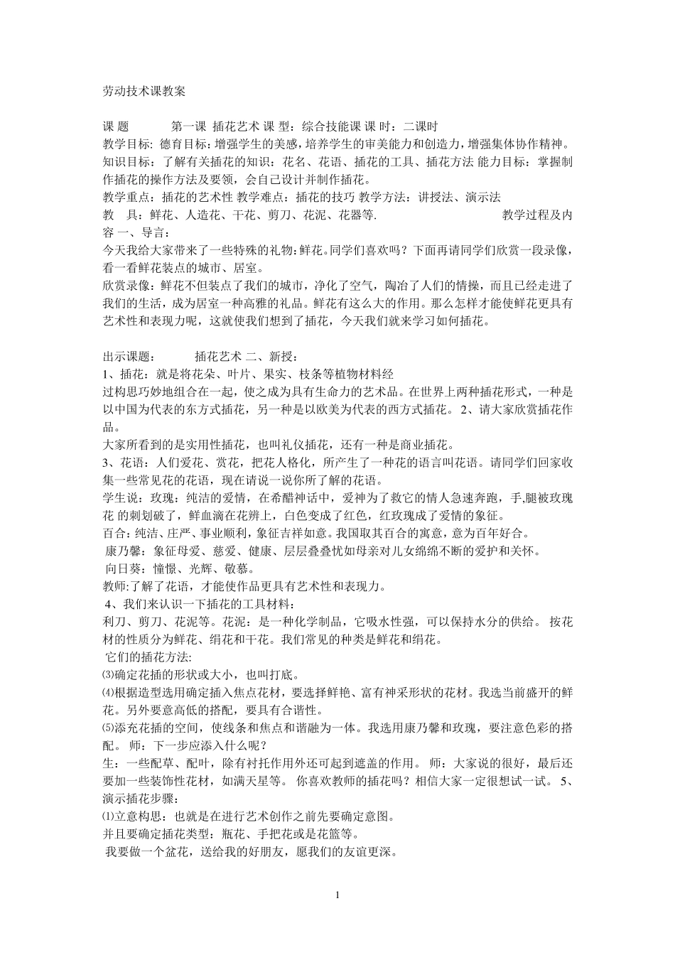 初中劳技课教案汇总_第1页