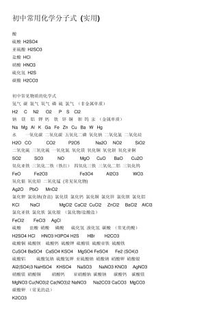 初中化学分子式