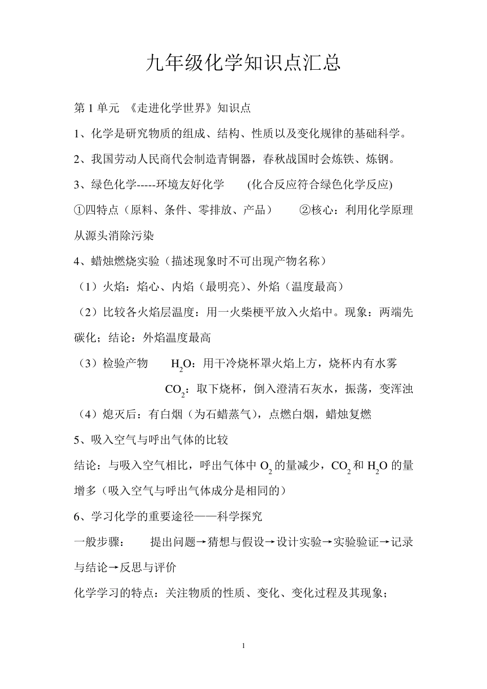 初中化学各章知识点总结_第1页