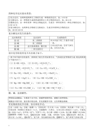 初中化学复分解知识和化学方程式超详细
