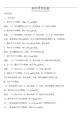 初中化学实验大全+全部方程式+化学概念+化学全集
