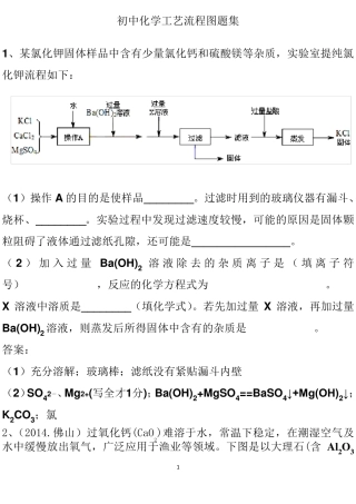 初中化学工艺流程图题集