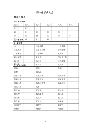 初中化学式大全空白默写版(已排版版)+答案,推荐文档