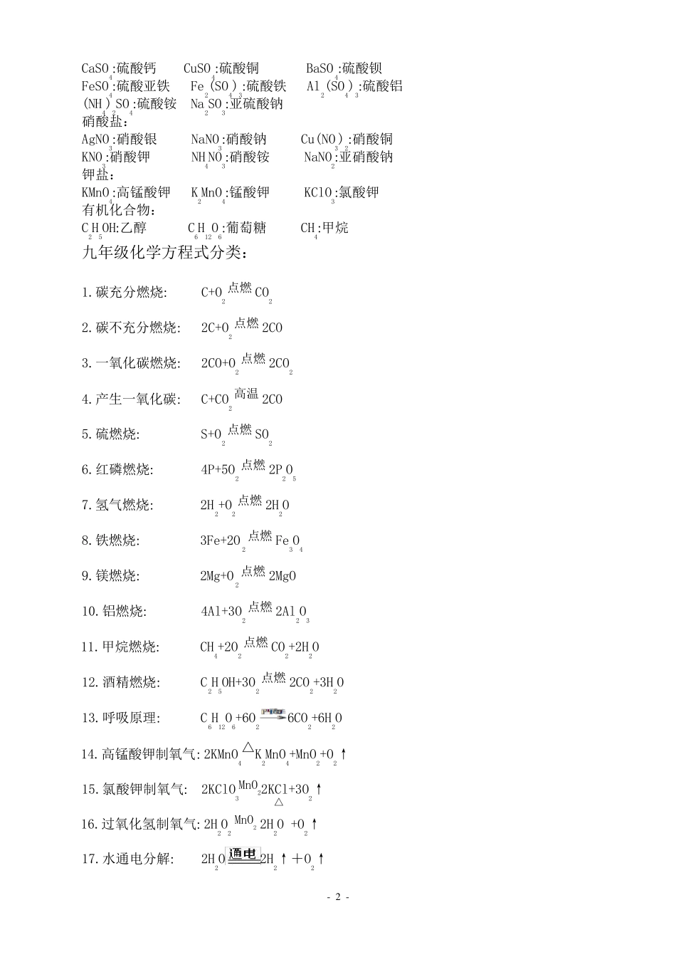 初中化学必背化学式_第2页
