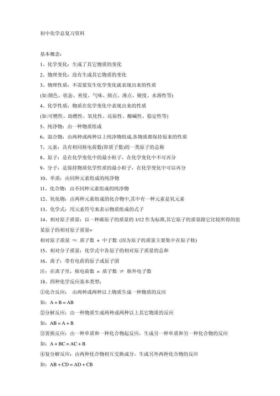 初中化学总复习资料_第1页