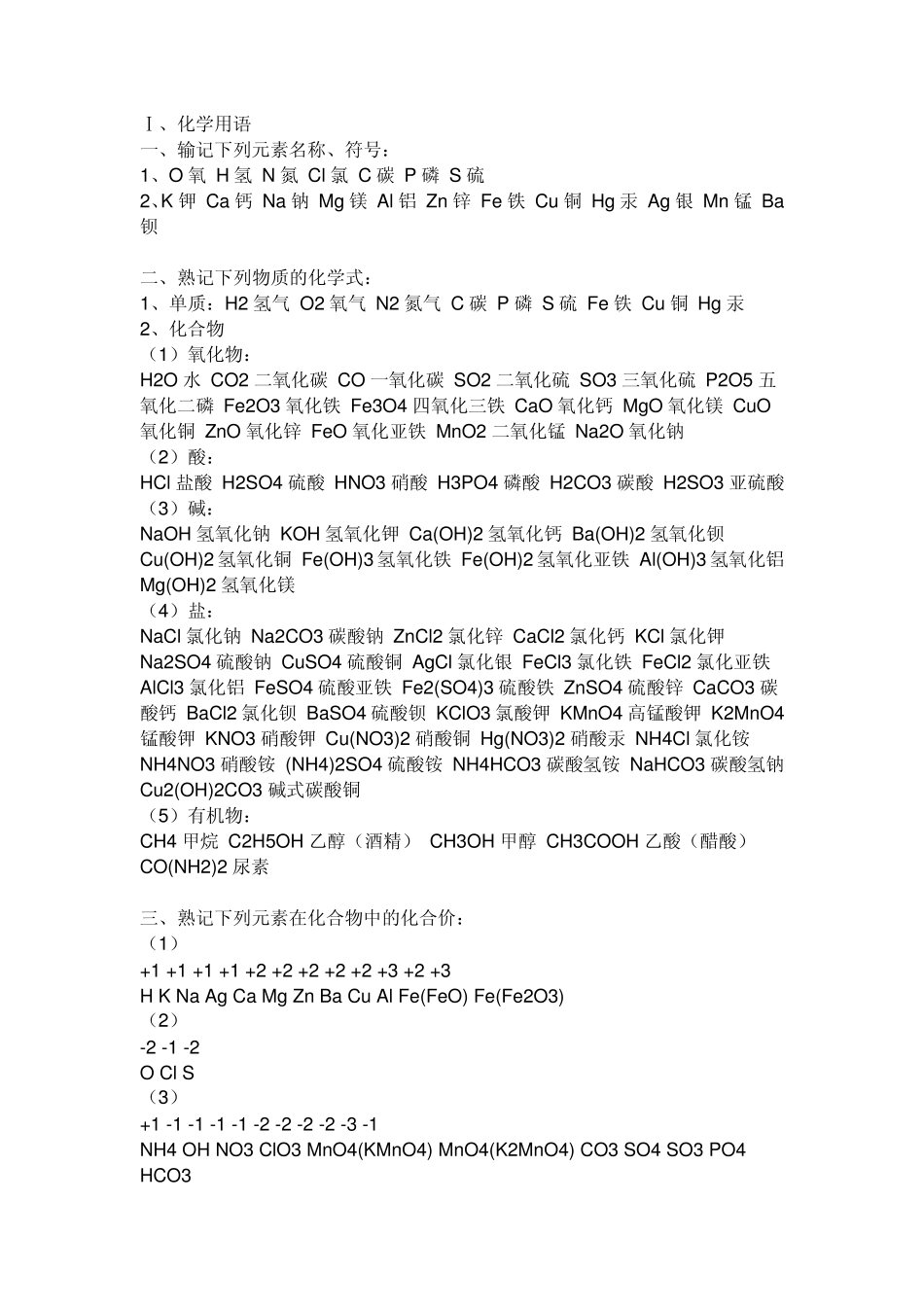 初中化学所有知识点_第1页