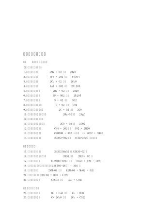 初中化学方程式、知识点汇总,中考化学必看,高频考点。