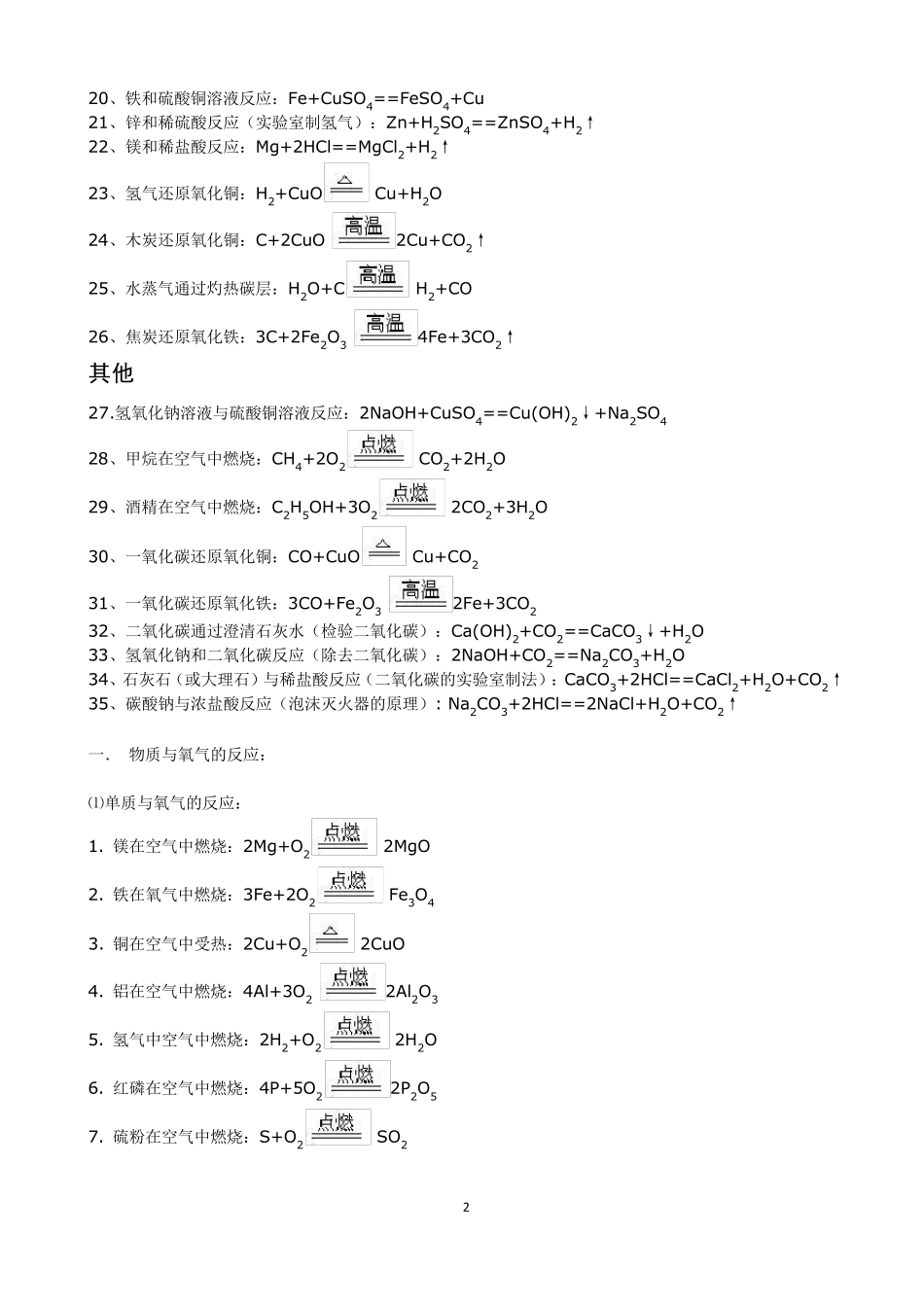 初中化学方程式大全初中的化学方程式大全_第2页