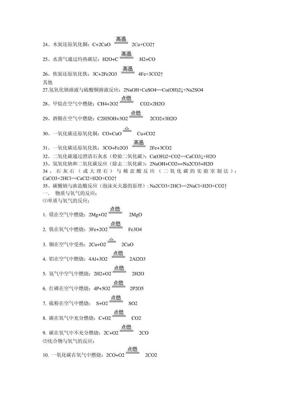 初中化学方程式总汇_第2页