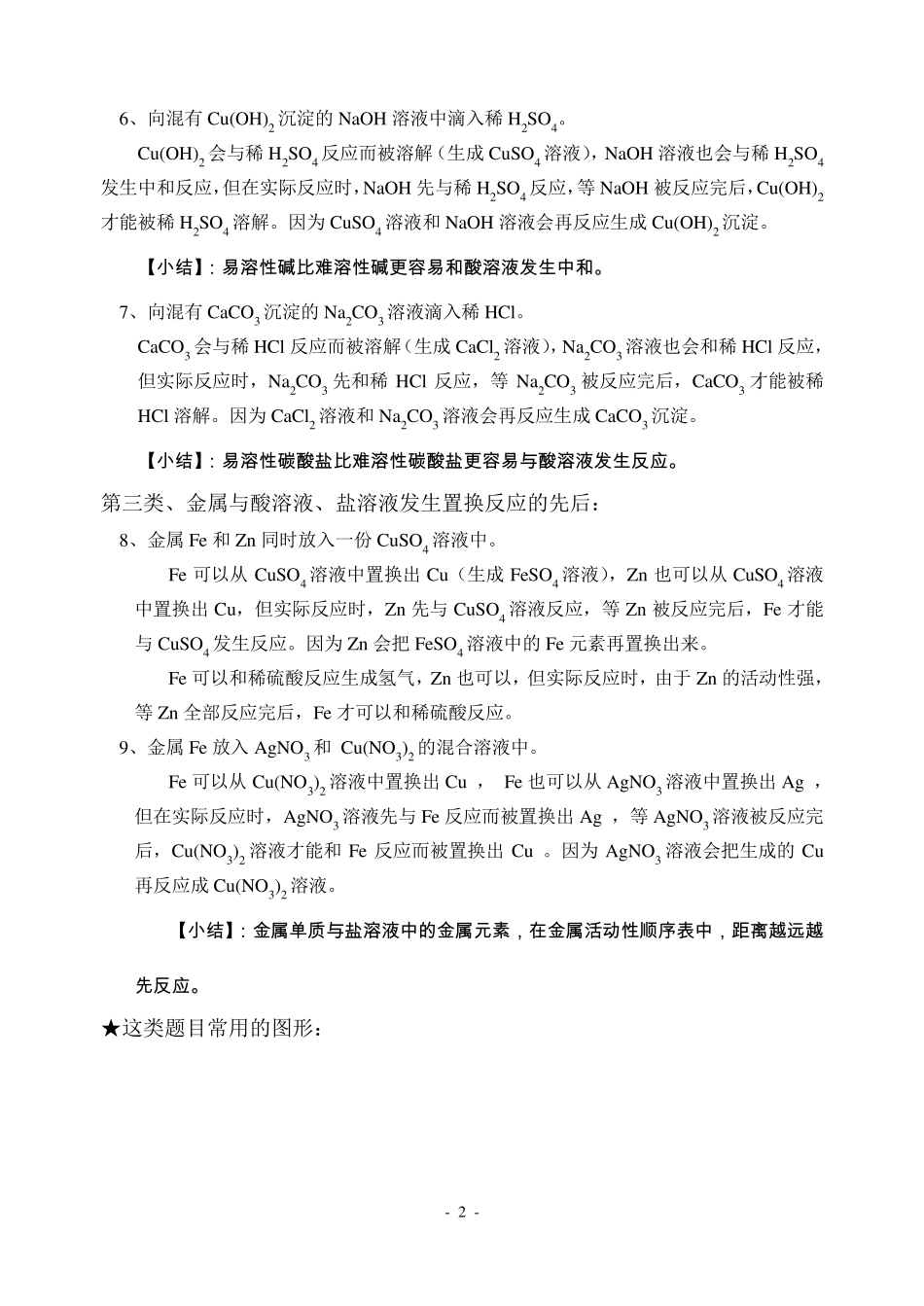 初中化学涉及的化学反应中的先后问题_第2页
