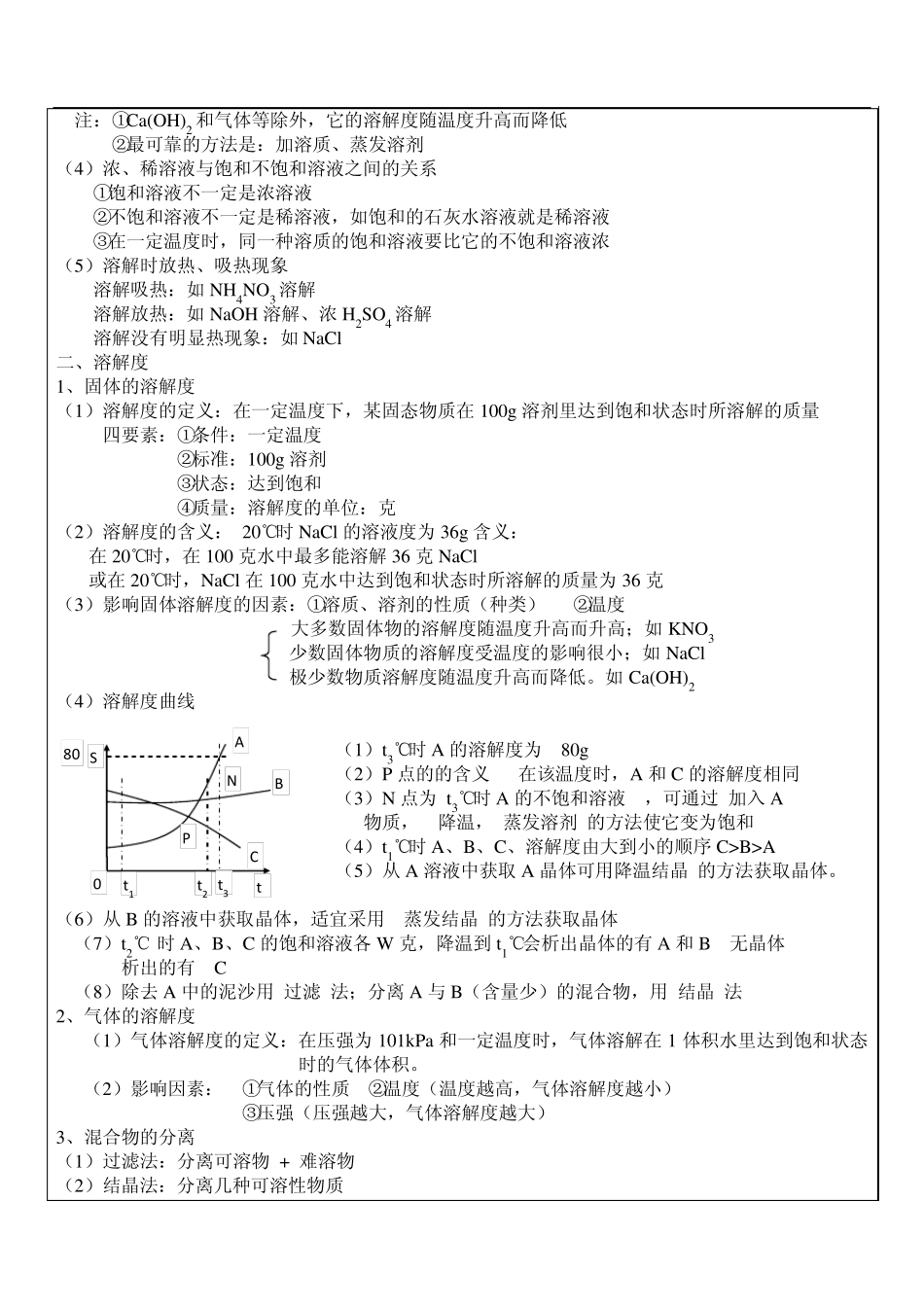 初中化学溶液和溶解度_第2页