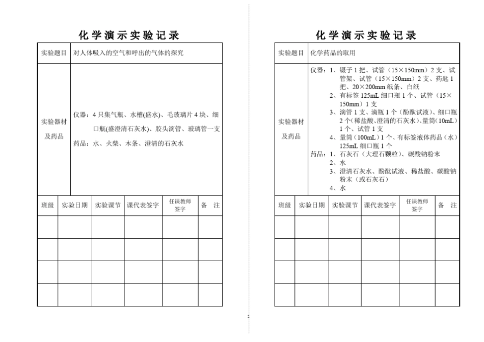 初中化学演示、分组实验记录_第2页