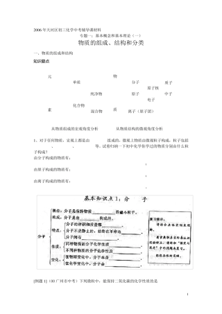 初中化学物质的组成、结构和分类