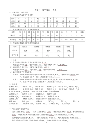 初中化学用语训练题