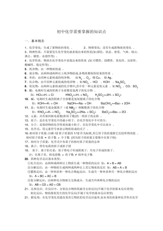 初中化学需要掌握的知识点