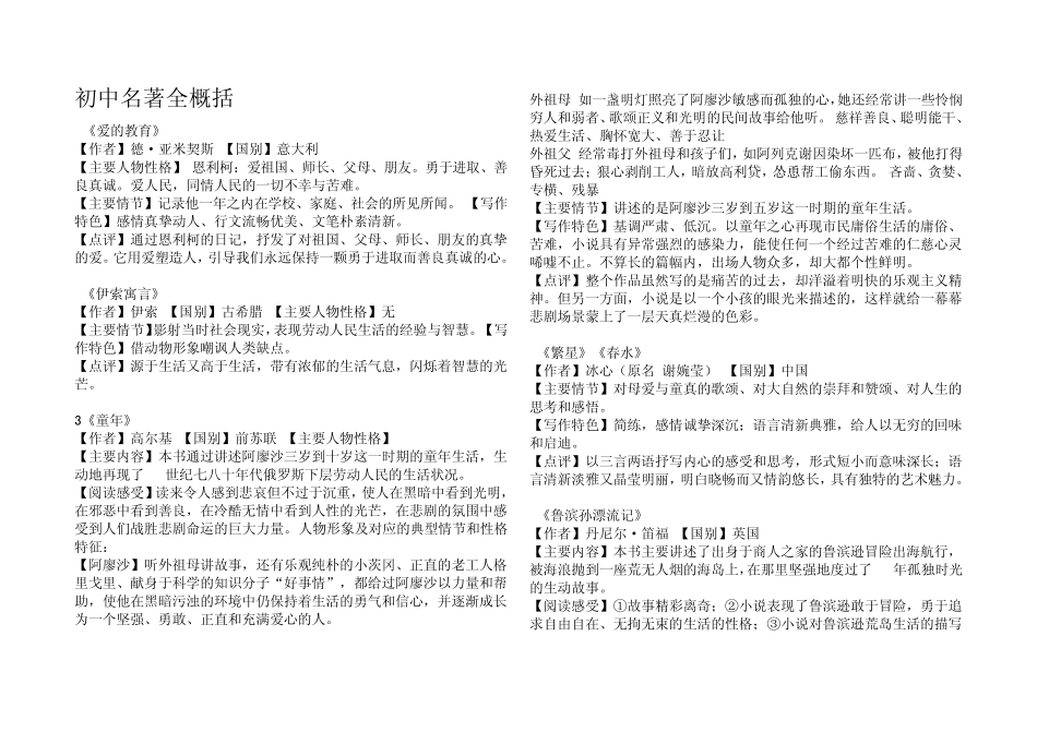 初中名著全概括_第1页