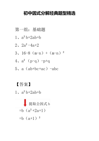 初中因式分解经典题型