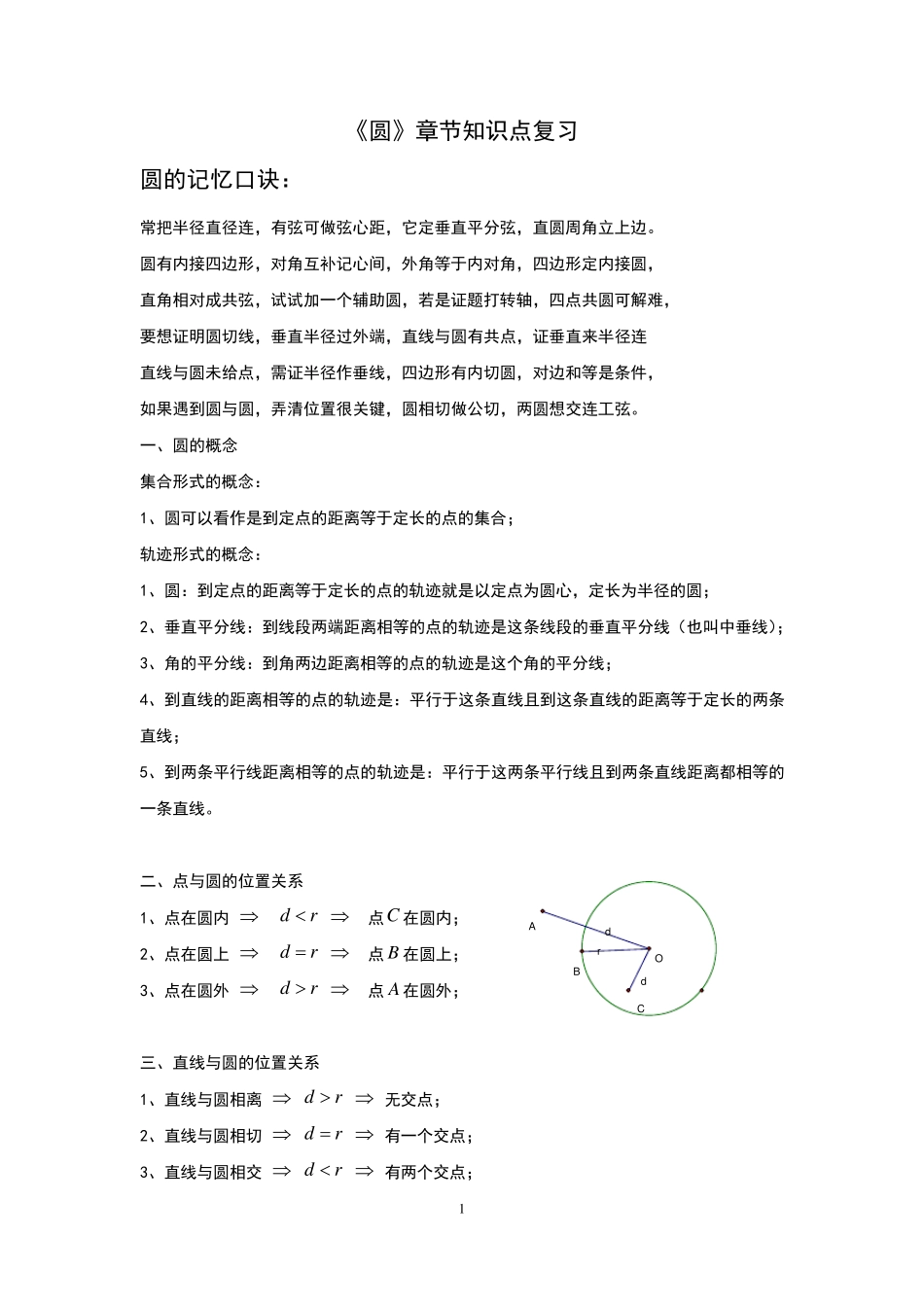 初中圆的知识点归纳_第1页