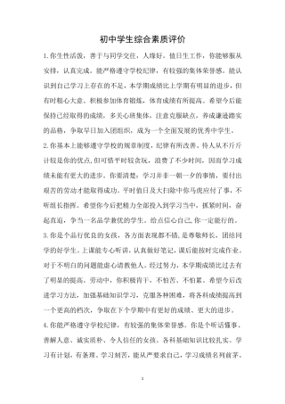 初中学生综合素质评价
