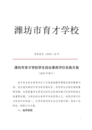 初中学生综合素质评价实施方案