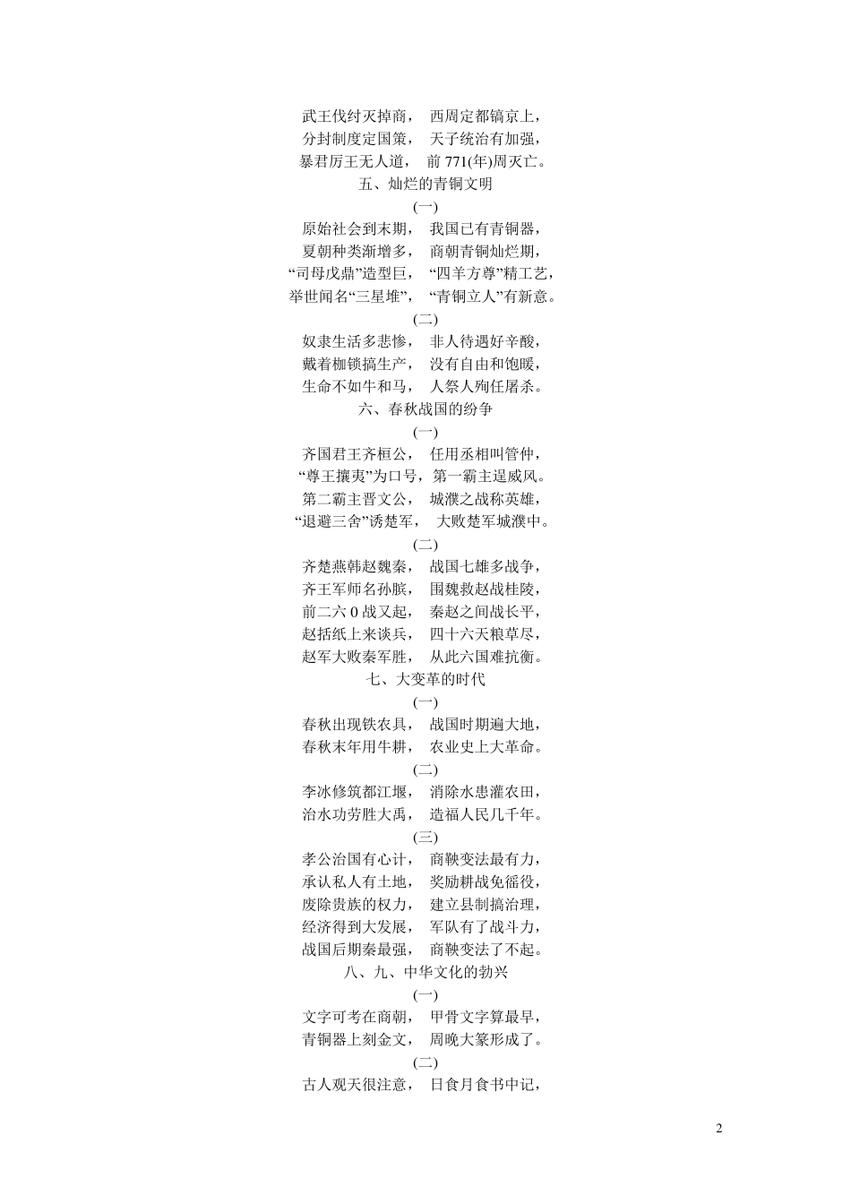 初中学科之历史知识点记忆口诀大全_第2页