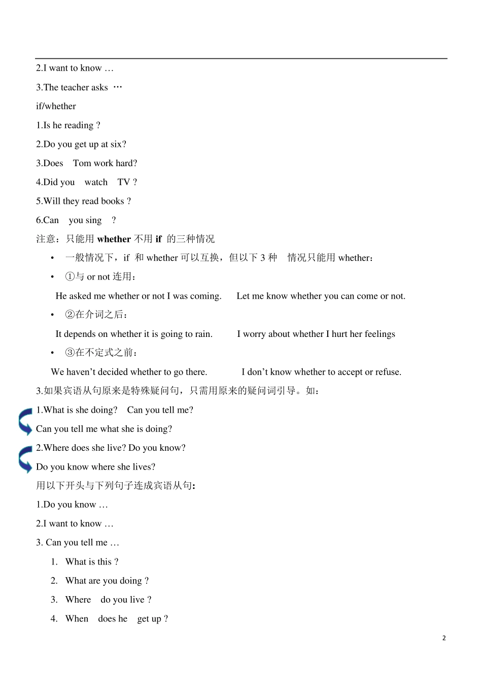 初中宾语从句详细讲解与练习_第2页