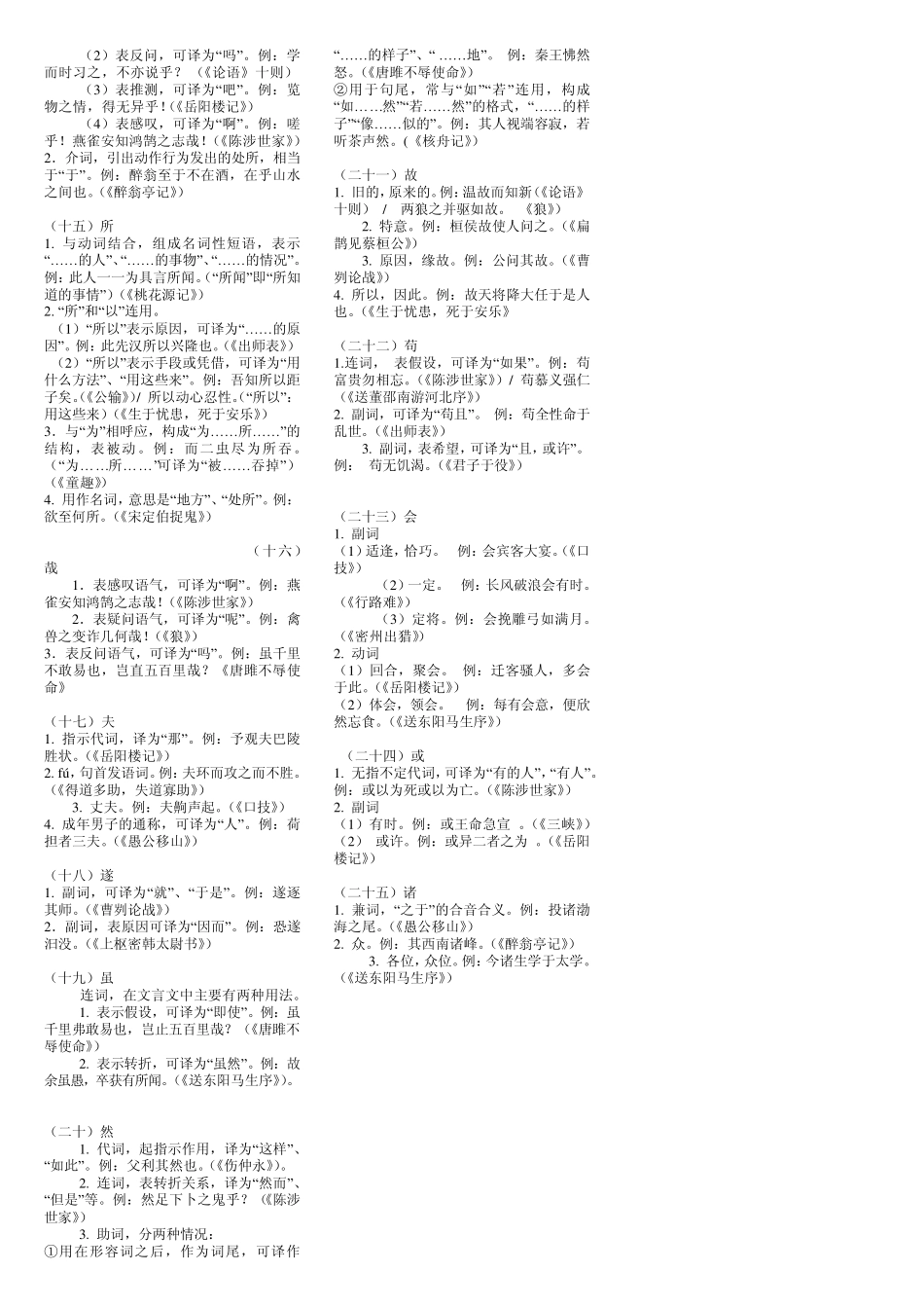初中常用文言文虚词实词用法及举例_第2页