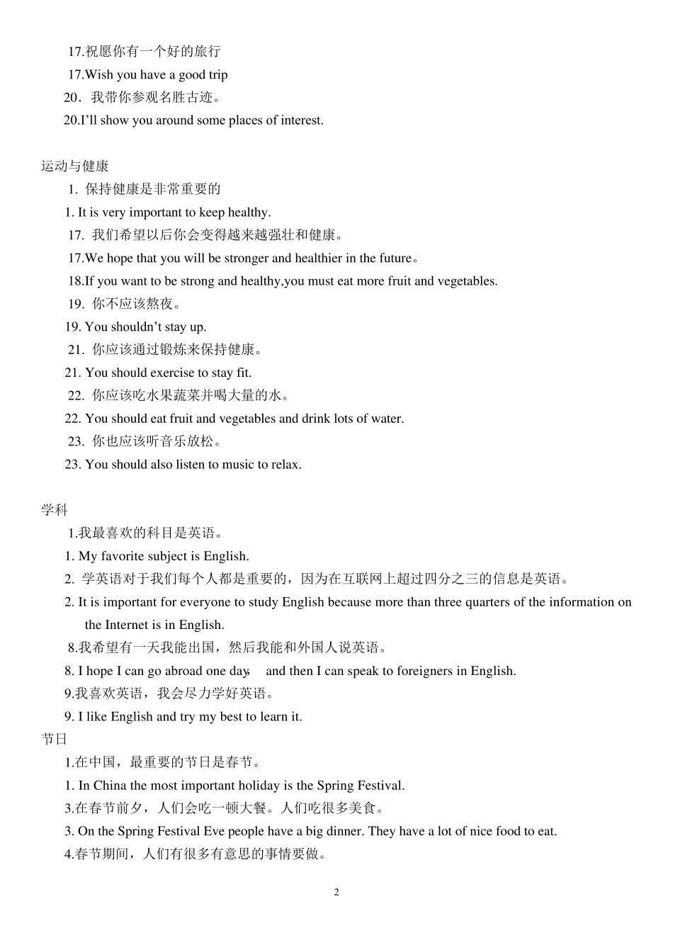 初中常用经典好用英语作文句子_第2页