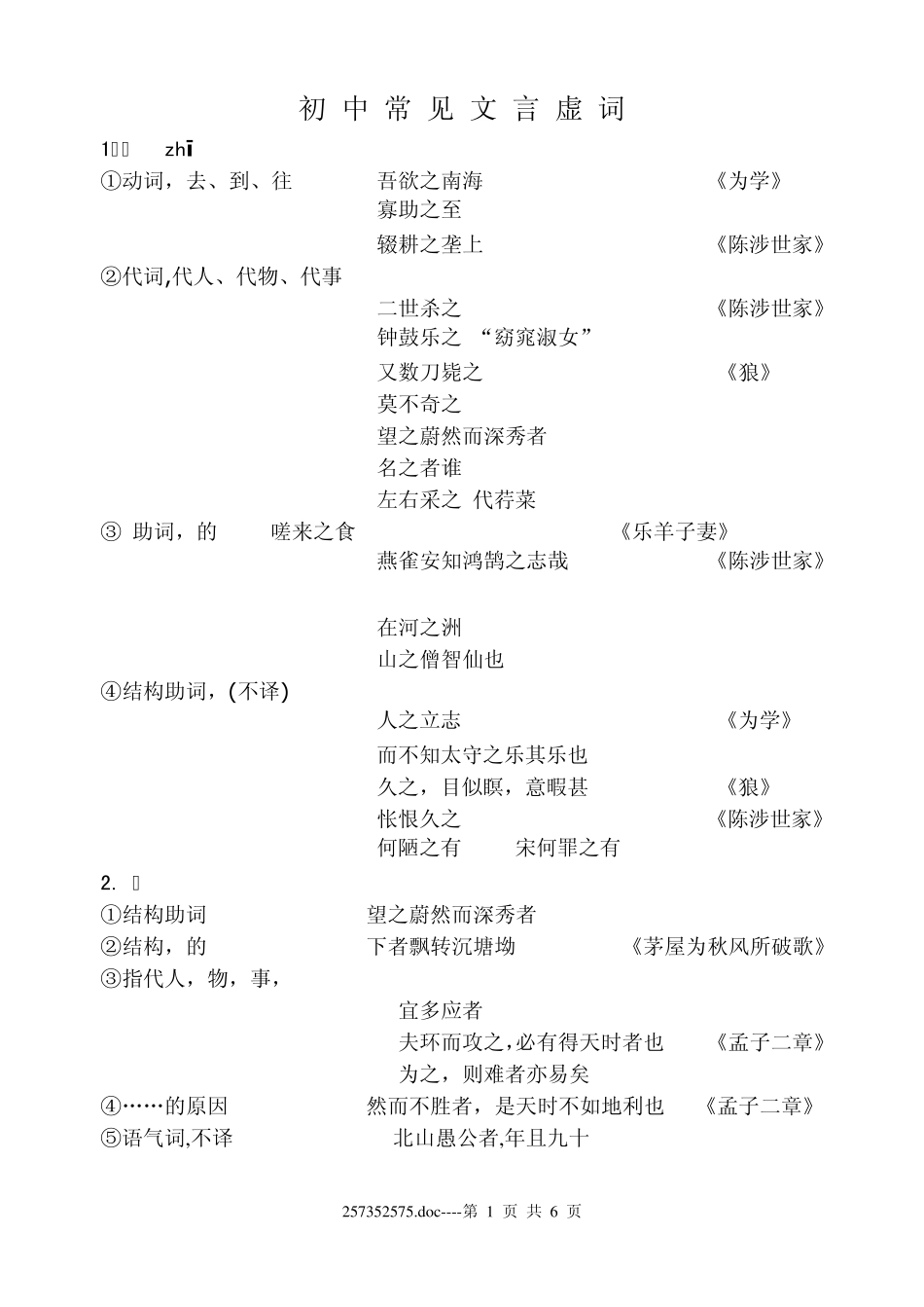 初中常见文言虚词的用法归纳_第1页