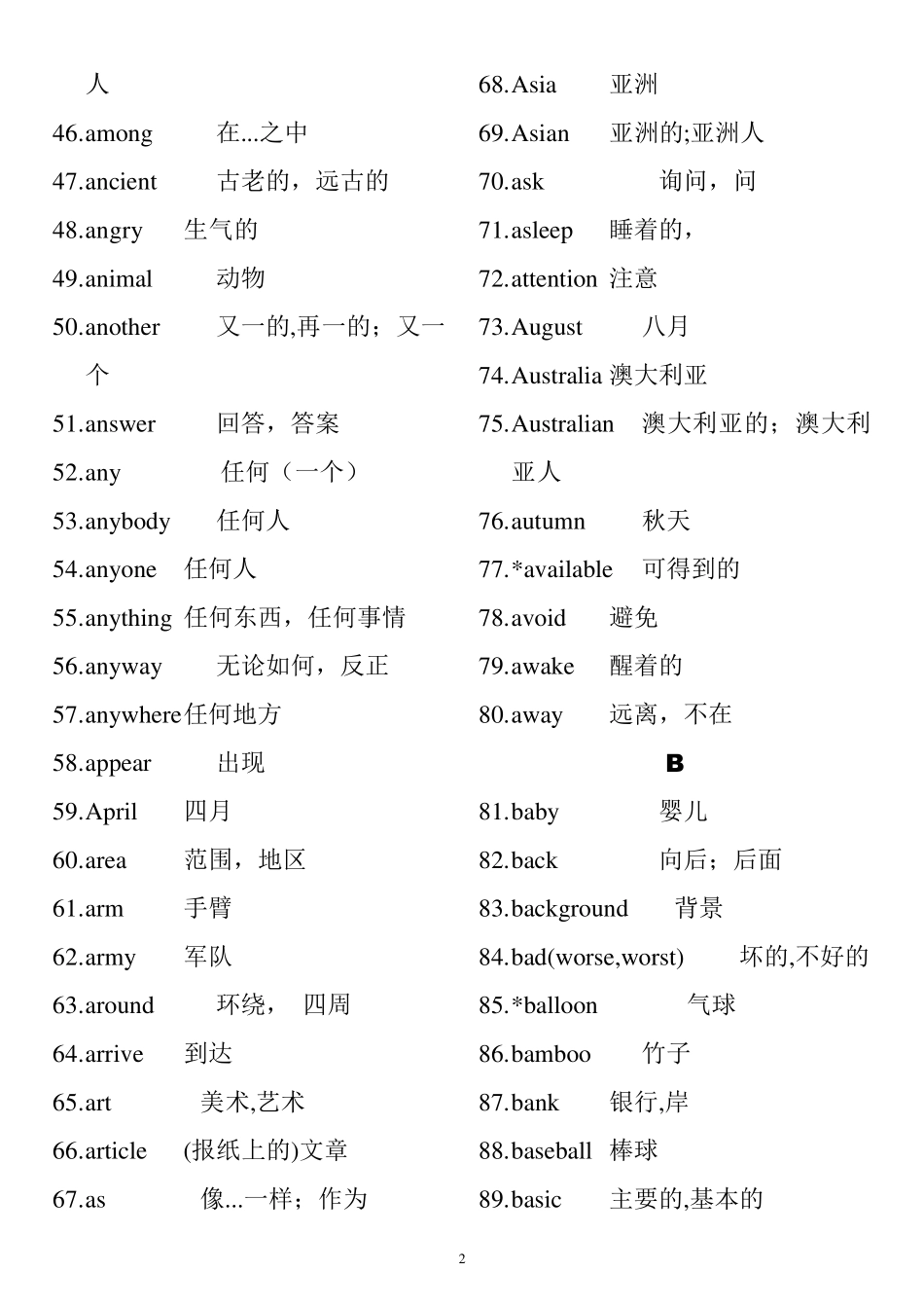 初中必备词汇表_第2页